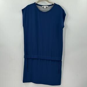Diane Von Furstenberg Blue Tara Cap sleeve drop waist Dress